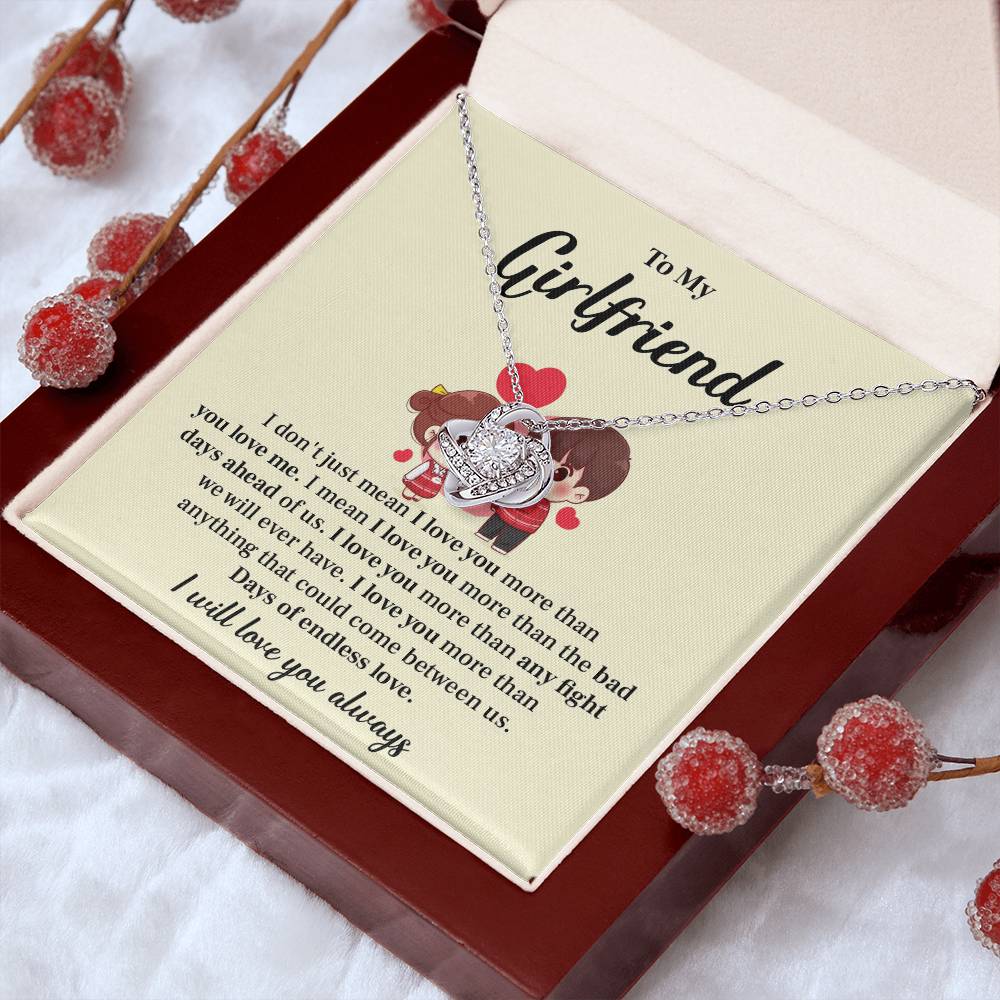 To My Girlfriend Love Knot Necklace - My Gorgeous Girlfriend Necklace
