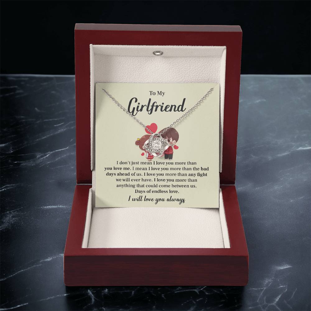 To My Girlfriend Love Knot Necklace - My Gorgeous Girlfriend Necklace