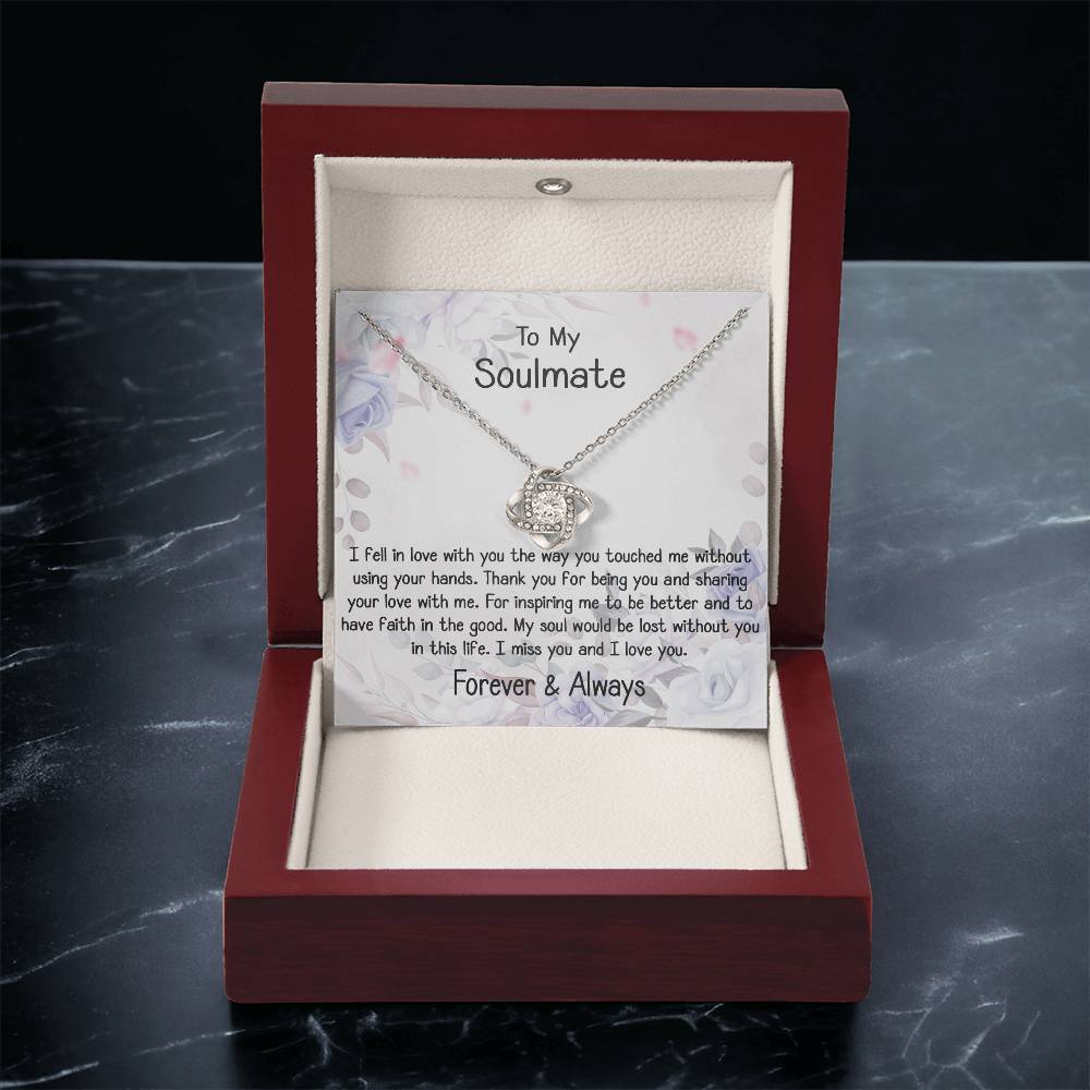 To My Soulmate Gift Love Knot Silver Necklace With Beautiful Message C