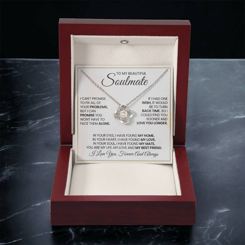 To My Beautiful Soulmate Necklace for Women, Girlfriend- My Soulmate Love Knot Necklace Gifts for Her Anniversary Future Wife My Love My Mate My Bestfriend Girl Friend Necklace with Card & Box