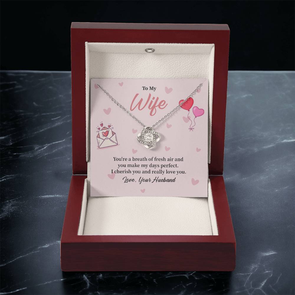 To My Wife Birthday, Anniversary, Valentines Love Knot Necklace Gift