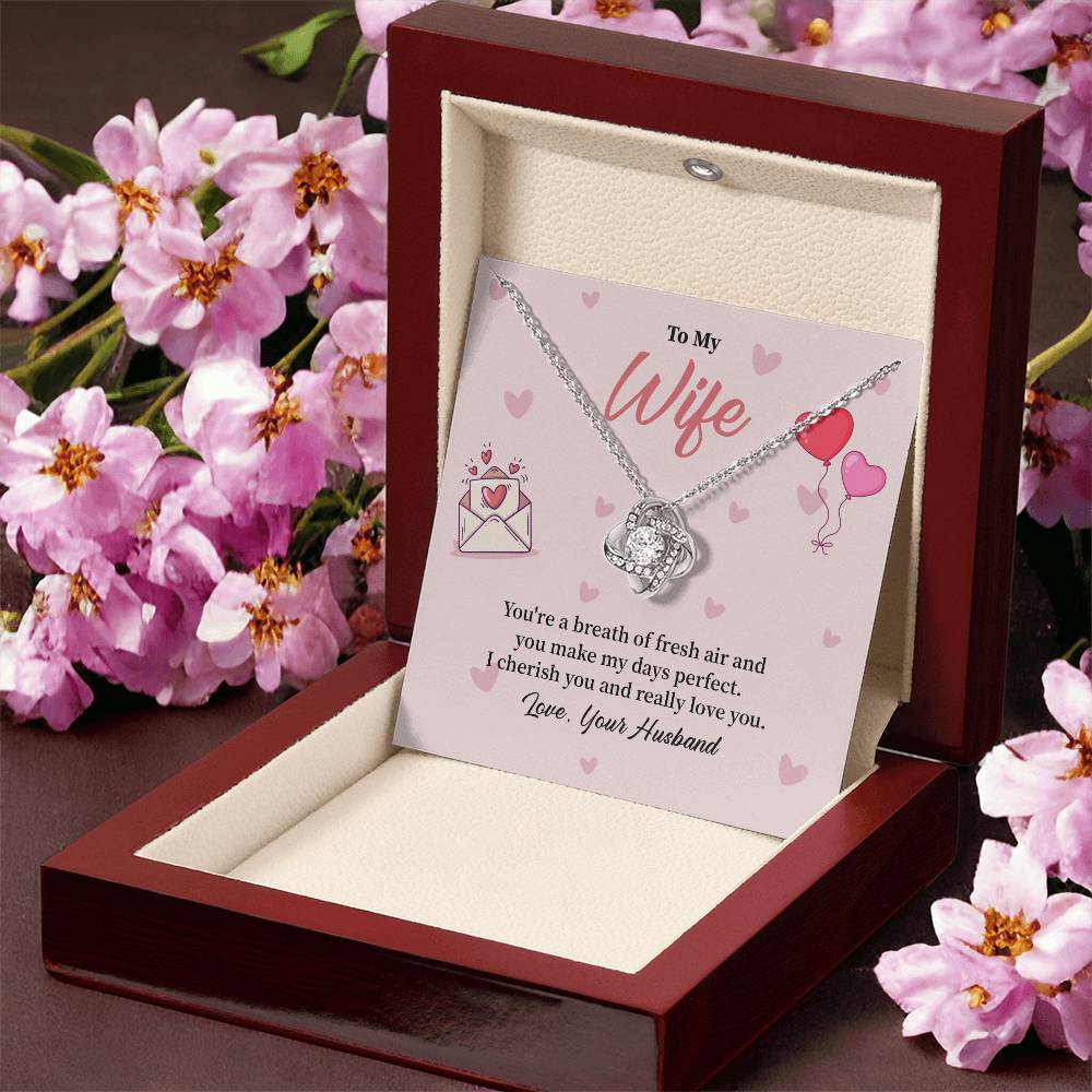 To My Wife Birthday, Anniversary, Valentines Love Knot Necklace Gift