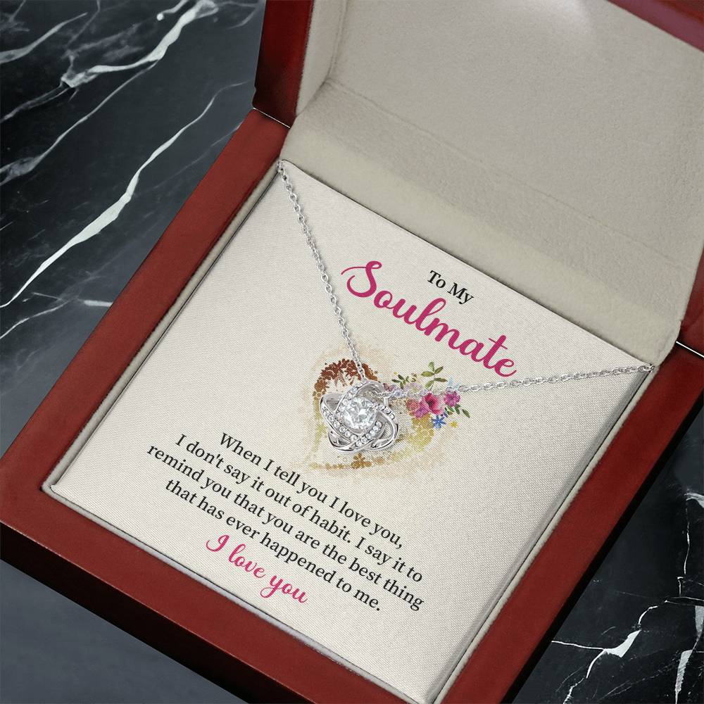 To My Soulmate Necklace for Women Gift From Husband Say I Love You - My Soulmate Love Knot Necklace Gifts for Her Anniversary Future Wife Necklace Romantic Gifts For My Wife with Card & Box