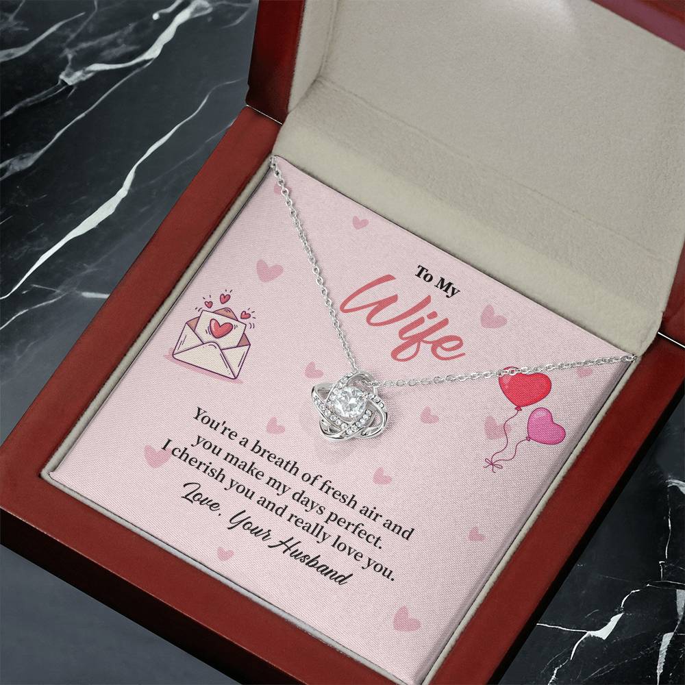 To My Wife Birthday, Anniversary, Valentines Love Knot Necklace Gift