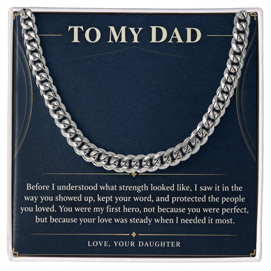 Cuban Link Chain for Dad from Daughter – My First Hero