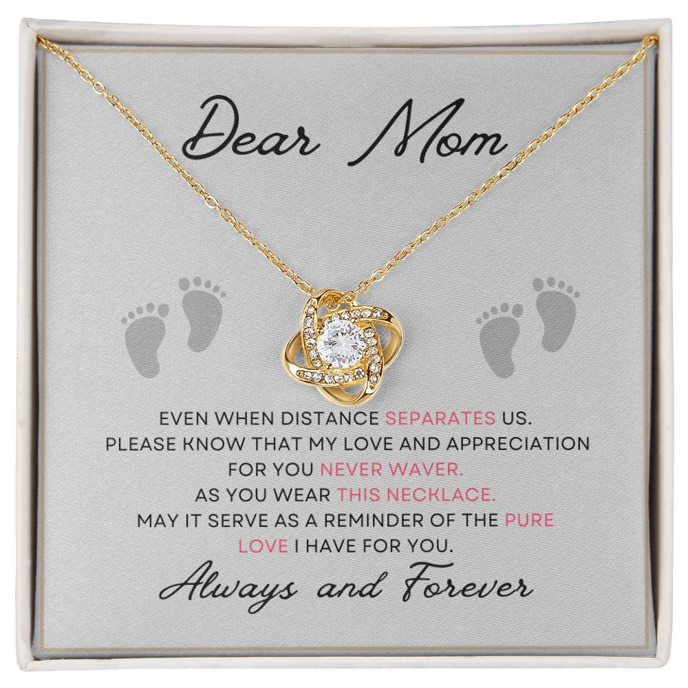 Dear Mom Pure Love You Card Gift Love Knot Necklace From Daughter With Message Card Mother's Day Necklace Gift for Mom, Mother Necklace, Mom Birthday Present From Daughter