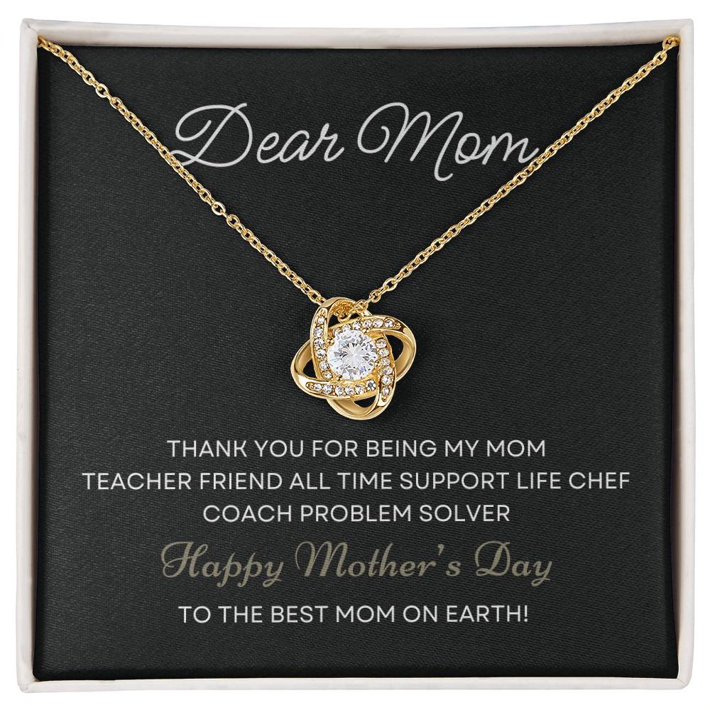 Dear Mom Thank You For Being My Mom | Love Knot Necklace From Daughter With Message Card Mother's Day Necklace Gift for Mom, Mother Necklace, Mom Birthday Present From Daughter