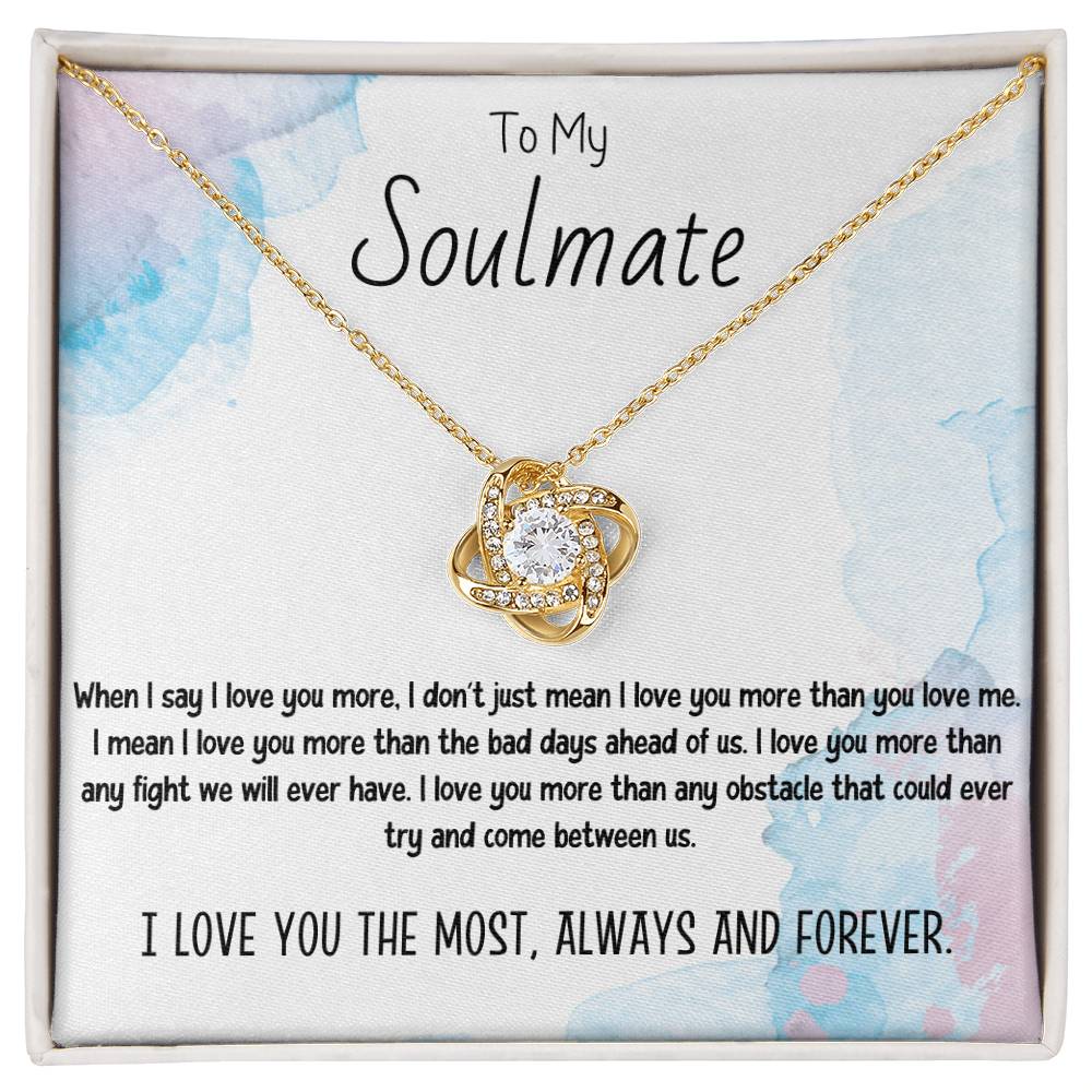 To My Soulmate Necklace for Women Gift From Husband Say I Love You The Most - My Soulmate Love Knot Necklace Gifts for Her Anniversary Future Wife Necklace Romantic Gifts For My Wife with Card & Box