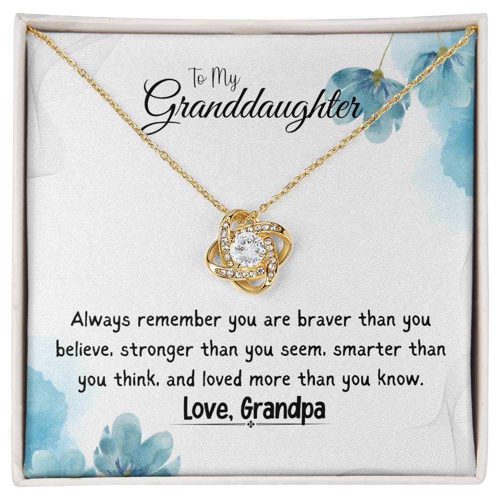 To My Granddaughter Necklace From Grandpa Love Knot Necklace for Girls