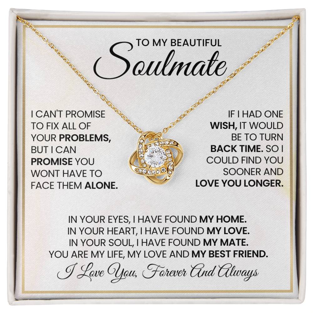 To My Beautiful Soulmate Necklace for Women, Girlfriend- My Soulmate Love Knot Necklace Gifts for Her Anniversary Future Wife My Love My Mate My Bestfriend Girl Friend Necklace with Card & Box