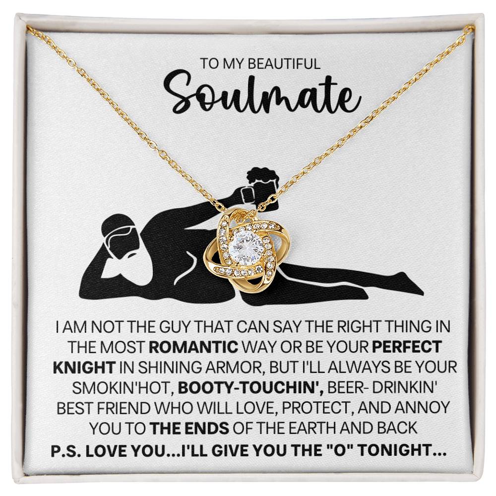 To My Beautiful Soulmate Necklace for Women, Girlfriend - My Soulmate Love Knot Necklace Gifts for Her Anniversary Future Wife Gift From Beer Lover Boyfriend to Girl Friend Necklace with Card & Box