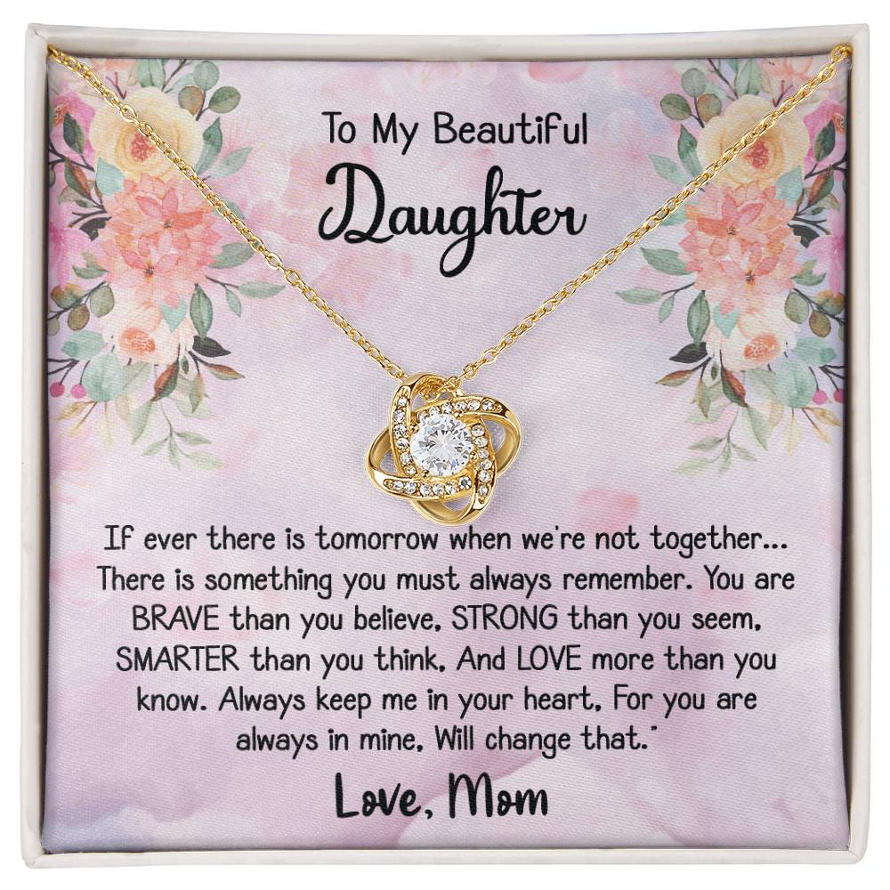 To My Daughter Love Knot Necklace Gift With Beautiful Message Card - B