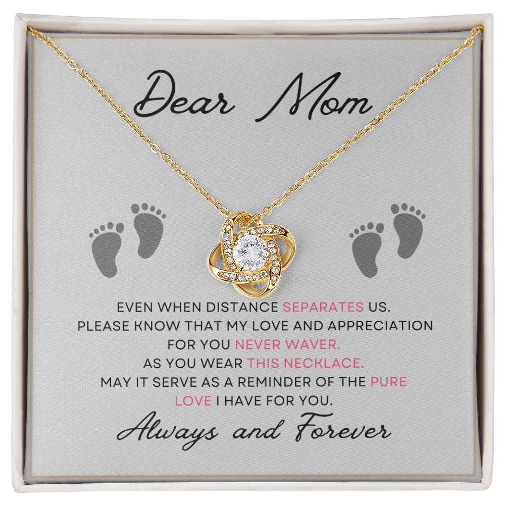 Dear Mom, Always and Forever Message Card Gift Love Knot Necklace From Daughter With Message Card Mother's Day Necklace Gift for Mom, Mother Necklace, Mom Birthday Present From Daughter