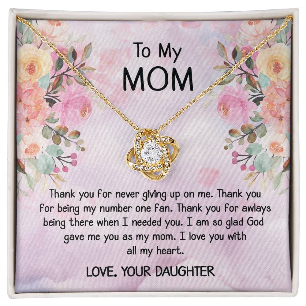 To My Mom Gift Love Knot Necklace From Daughter With Message Card Moth