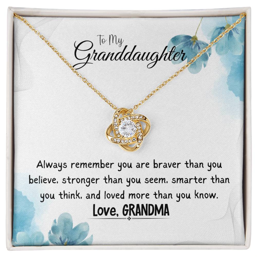 To My Granddaughter Necklace From Grandma Love Knot Necklace for Girls