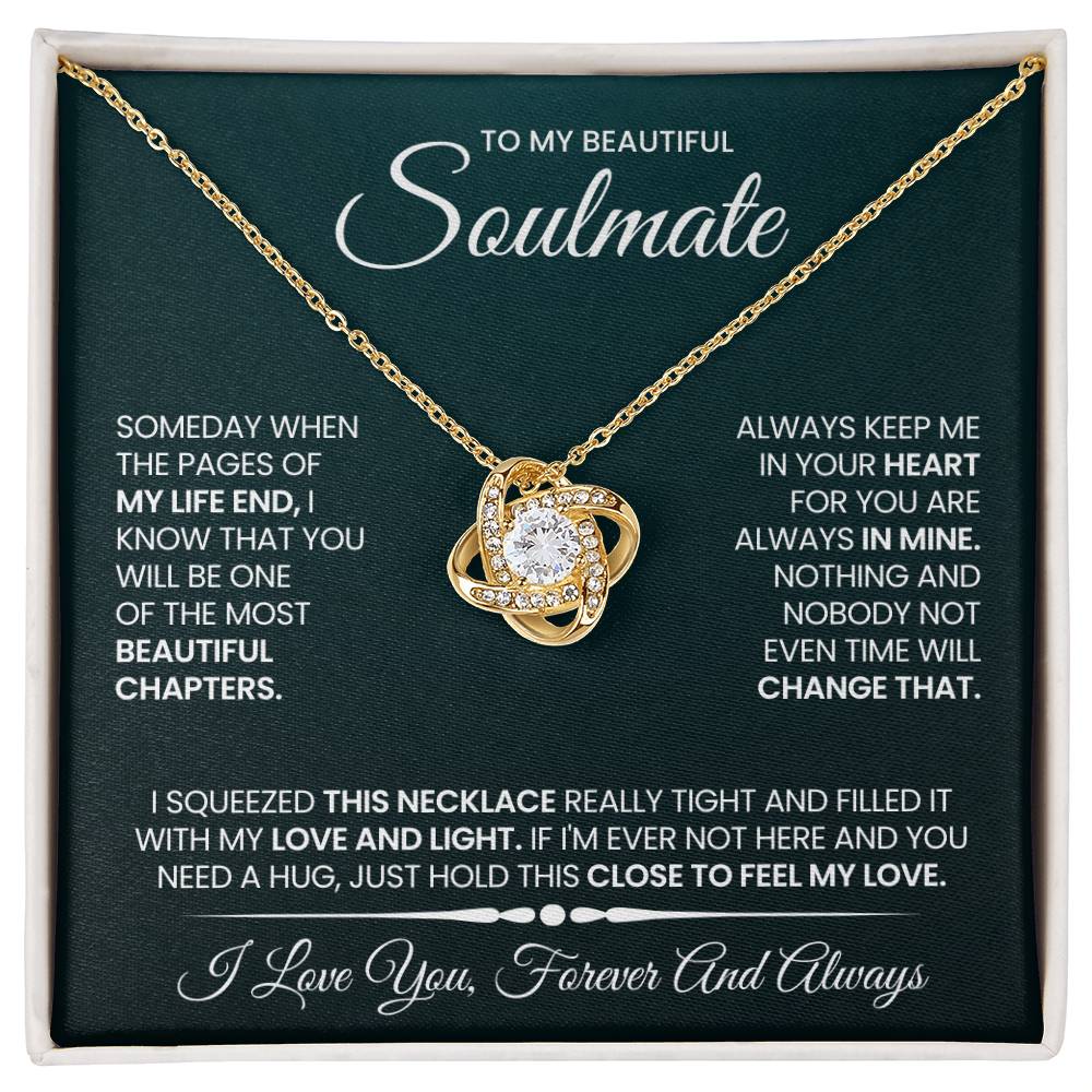 To My Beautiful Soulmate Necklace for Women, Girlfriend- My Soulmate Love Knot Necklace Gifts for Her Anniversary Future Wife Beautiful Chapter Girl Friend Necklace with Card & Box