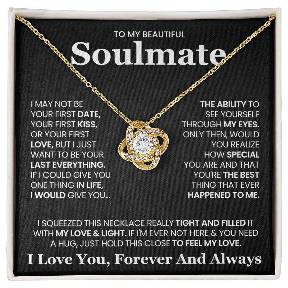 To My Beautiful Soulmate Necklace for Wife Women, Girlfriend Feel My Love - My Soulmate Love Knot Necklace Gifts for Her Anniversary Future Wife Girl Friend Necklace with Card & Box