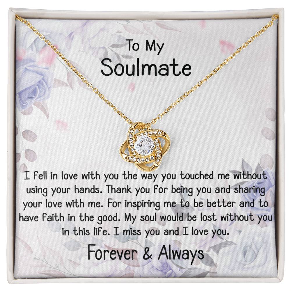 To My Soulmate Gift Love Knot Silver Necklace With Beautiful Message C