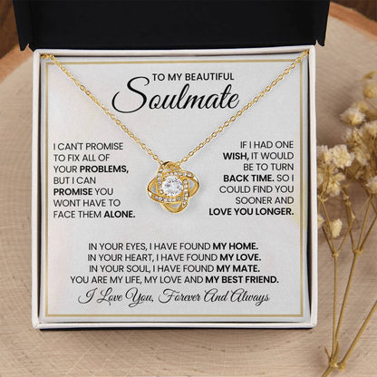 To My Beautiful Soulmate Necklace for Women, Girlfriend- My Soulmate Love Knot Necklace Gifts for Her Anniversary Future Wife My Love My Mate My Bestfriend Girl Friend Necklace with Card & Box