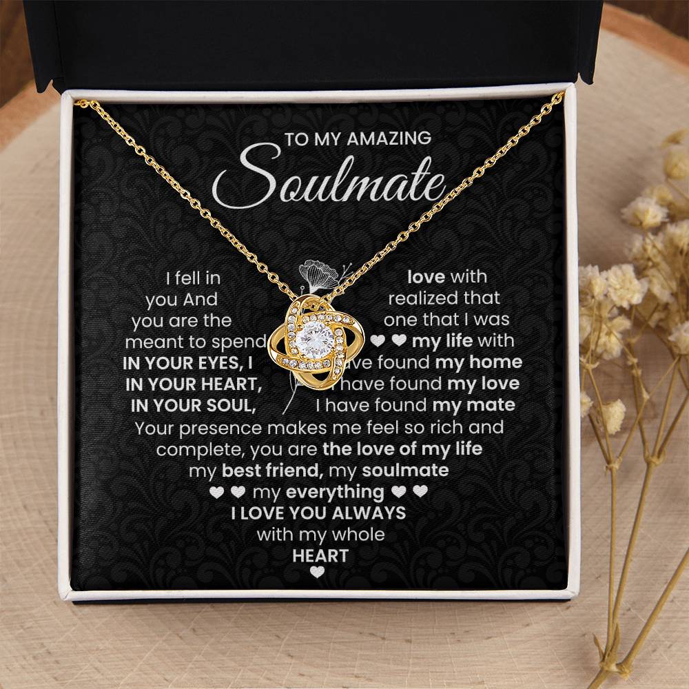 To My Amazing Soulmate Necklace for Women, Girlfriend- My Soulmate Love Knot Necklace Gifts for Her Anniversary Future Wife I Love You Always Girl Friend Necklace with Card & Box