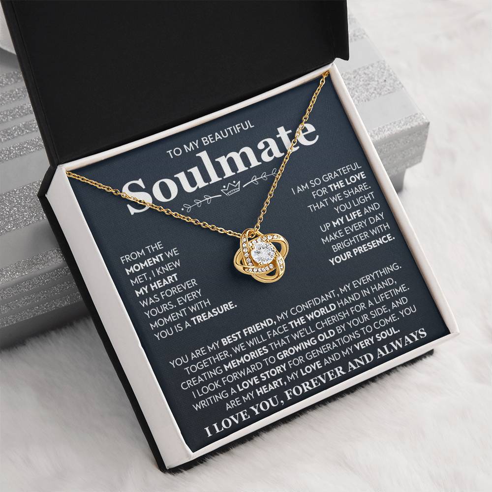 To My Beautiful Soulmate Necklace for Women, Girlfriend- My Soulmate Love Knot Necklace Gifts for Her Anniversary Future Wife You Are My Best Friend Girl Friend Necklace with Card & Box