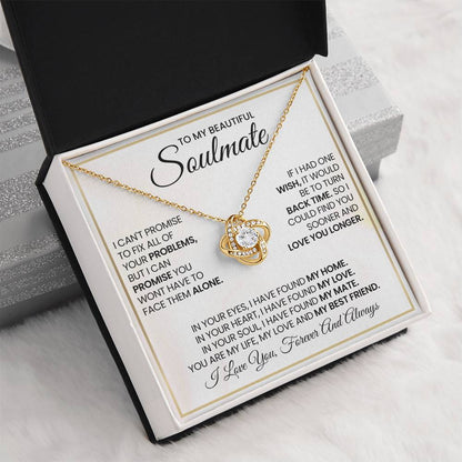 To My Beautiful Soulmate Necklace for Women, Girlfriend- My Soulmate Love Knot Necklace Gifts for Her Anniversary Future Wife My Love My Mate My Bestfriend Girl Friend Necklace with Card & Box