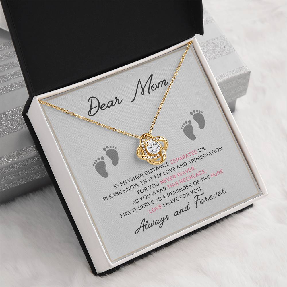 Dear Mom, Always and Forever Message Card Gift Love Knot Necklace From Daughter With Message Card Mother's Day Necklace Gift for Mom, Mother Necklace, Mom Birthday Present From Daughter