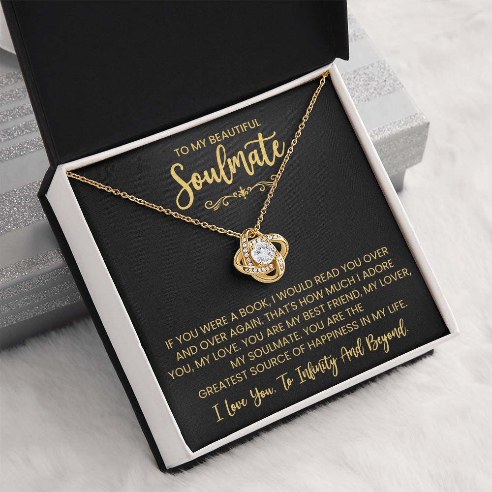 To My Beautiful Soulmate Necklace for Women, Girlfriend- My Soulmate Love Knot Necklace Gifts for Her Anniversary Future Wife You are My BestFriend My Lover Girl Friend Necklace with Card & Box