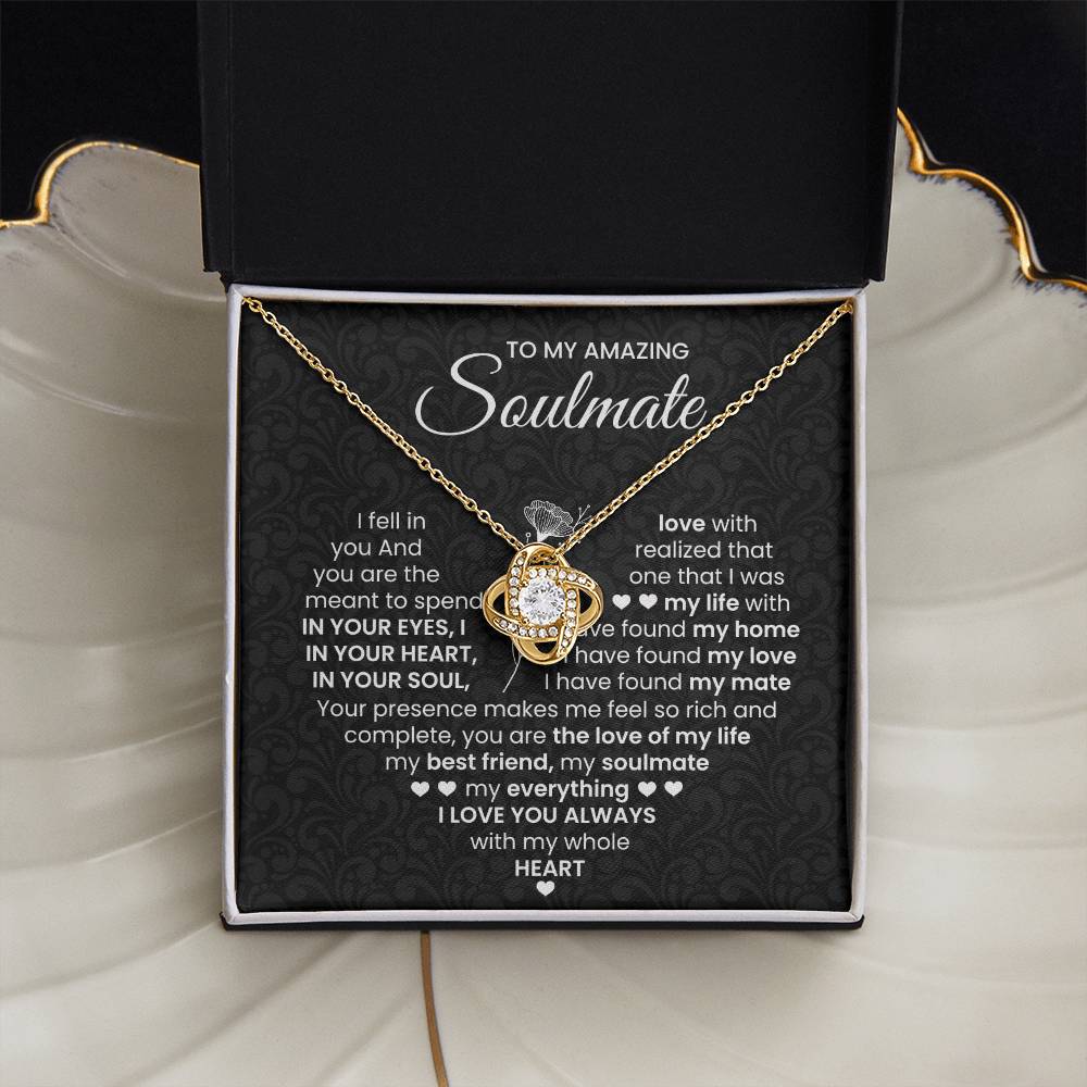 To My Amazing Soulmate Necklace for Women, Girlfriend- My Soulmate Love Knot Necklace Gifts for Her Anniversary Future Wife I Love You Always Girl Friend Necklace with Card & Box