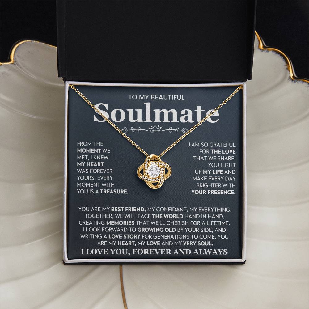 To My Beautiful Soulmate Necklace for Women, Girlfriend- My Soulmate Love Knot Necklace Gifts for Her Anniversary Future Wife You Are My Best Friend Girl Friend Necklace with Card & Box