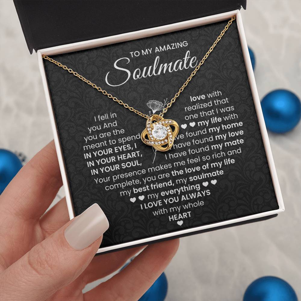 To My Amazing Soulmate Necklace for Women, Girlfriend- My Soulmate Love Knot Necklace Gifts for Her Anniversary Future Wife I Love You Always Girl Friend Necklace with Card & Box