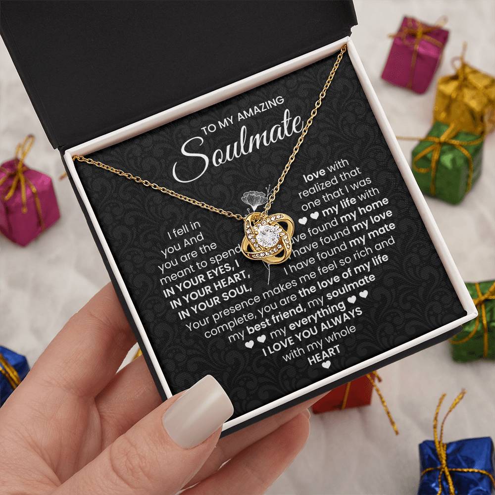 To My Amazing Soulmate Necklace for Women, Girlfriend- My Soulmate Love Knot Necklace Gifts for Her Anniversary Future Wife I Love You Always Girl Friend Necklace with Card & Box