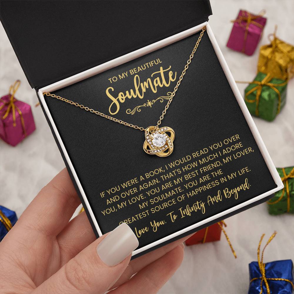 To My Beautiful Soulmate Necklace for Women, Girlfriend- My Soulmate Love Knot Necklace Gifts for Her Anniversary Future Wife You are My BestFriend My Lover Girl Friend Necklace with Card & Box