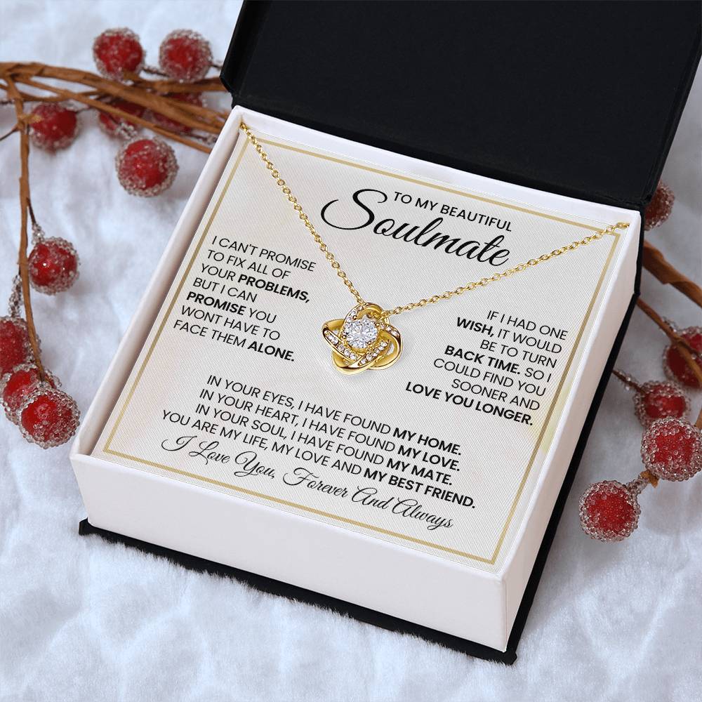 To My Beautiful Soulmate Necklace for Women, Girlfriend- My Soulmate Love Knot Necklace Gifts for Her Anniversary Future Wife My Love My Mate My Bestfriend Girl Friend Necklace with Card & Box