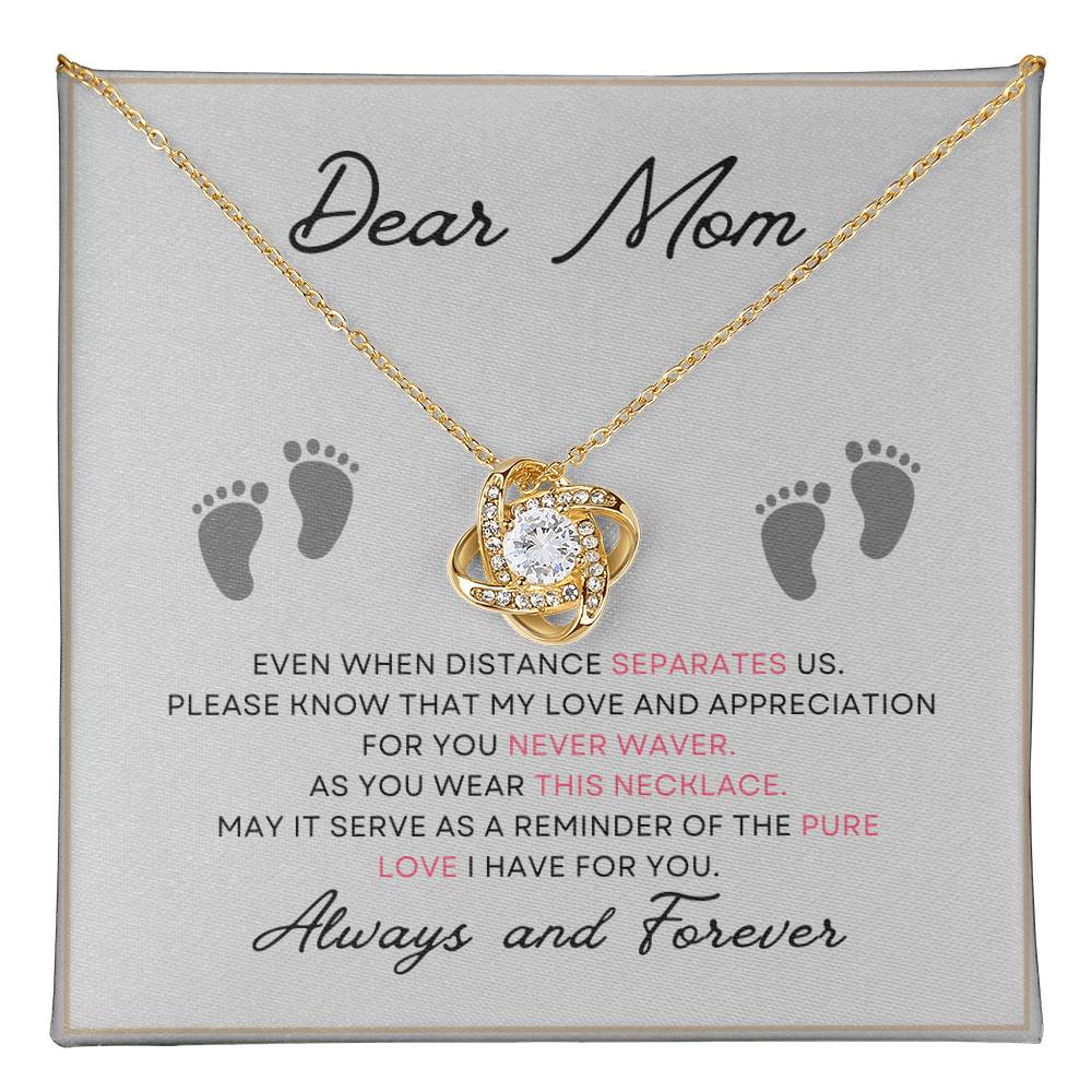 Dear Mom, Always and Forever Message Card Gift Love Knot Necklace From Daughter With Message Card Mother's Day Necklace Gift for Mom, Mother Necklace, Mom Birthday Present From Daughter