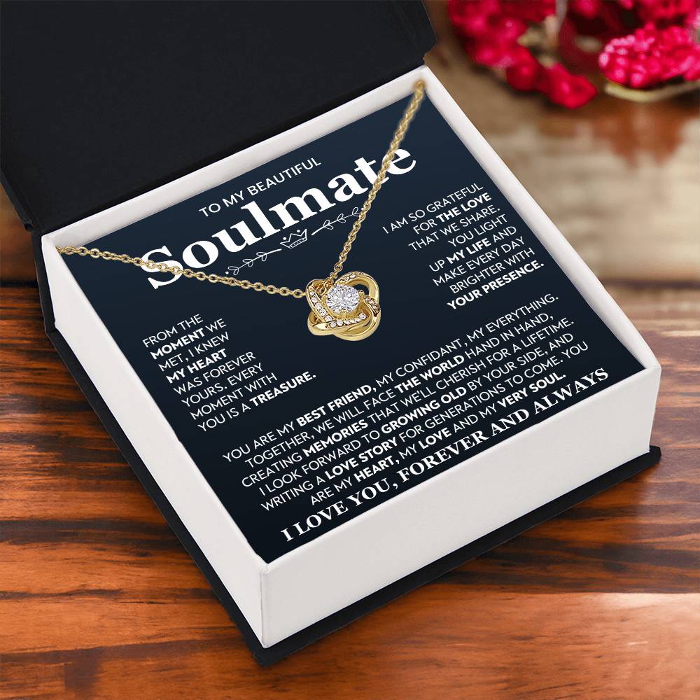 To My Beautiful Soulmate Necklace for Women, Girlfriend- My Soulmate Love Knot Necklace Gifts for Her Anniversary Future Wife You Are My Best Friend Girl Friend Necklace with Card & Box