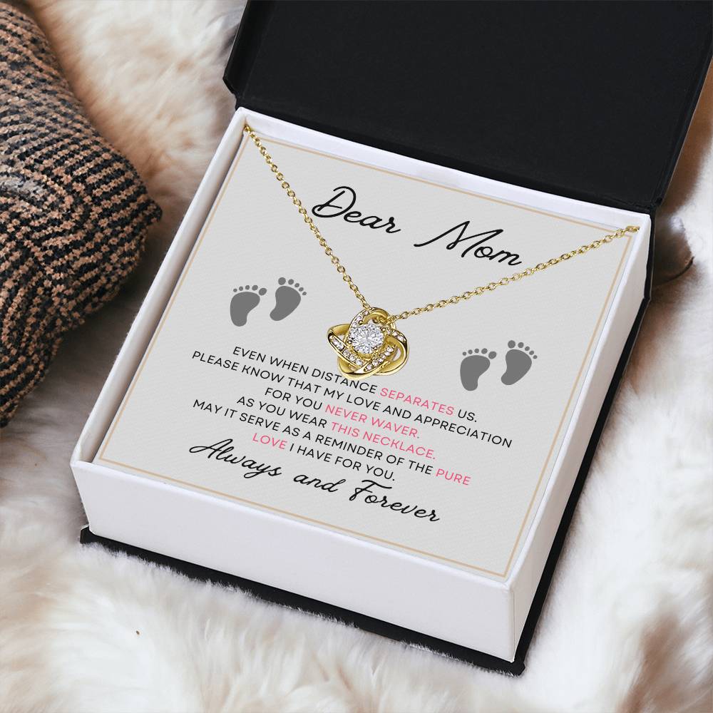 Dear Mom, Always and Forever Message Card Gift Love Knot Necklace From Daughter With Message Card Mother's Day Necklace Gift for Mom, Mother Necklace, Mom Birthday Present From Daughter