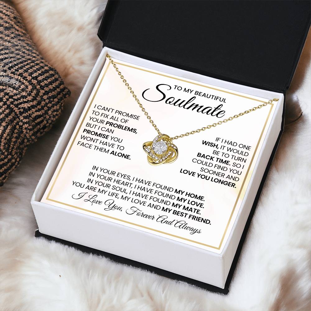 To My Beautiful Soulmate Necklace for Women, Girlfriend- My Soulmate Love Knot Necklace Gifts for Her Anniversary Future Wife My Love My Mate My Bestfriend Girl Friend Necklace with Card & Box