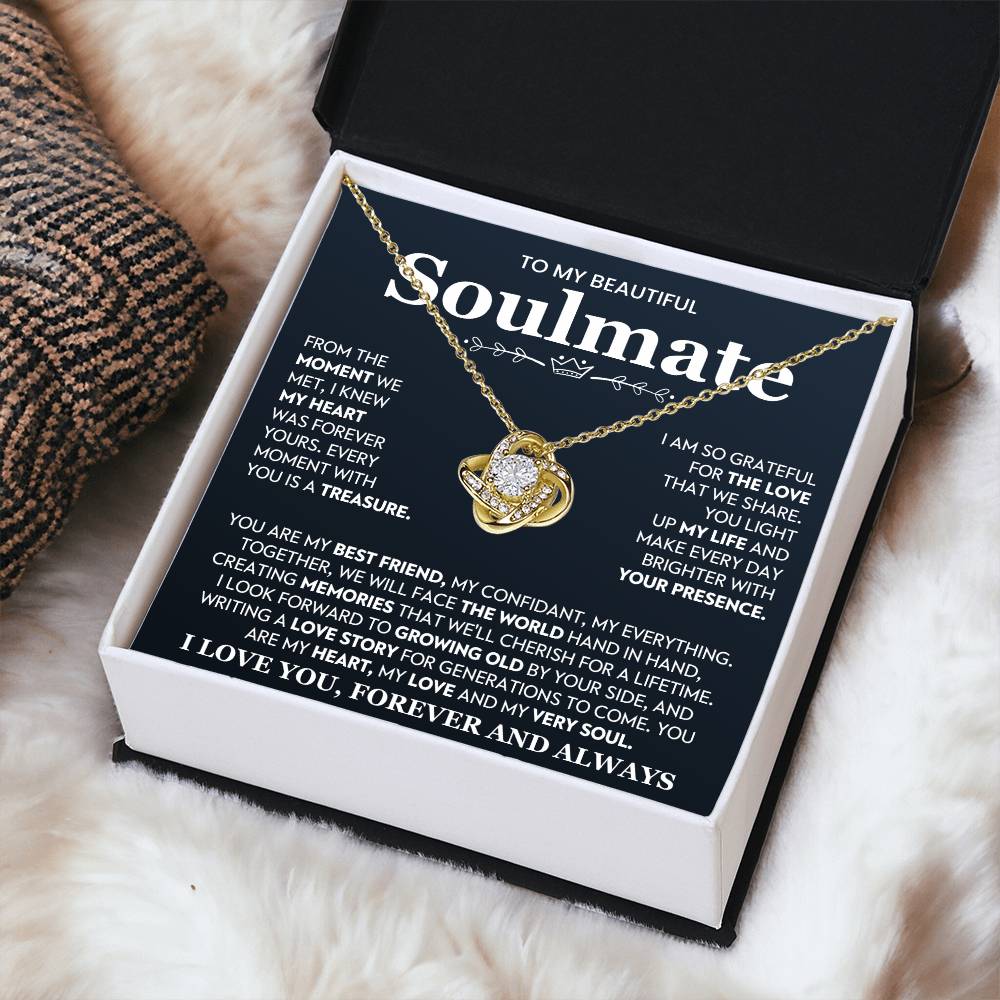 To My Beautiful Soulmate Necklace for Women, Girlfriend- My Soulmate Love Knot Necklace Gifts for Her Anniversary Future Wife You Are My Best Friend Girl Friend Necklace with Card & Box