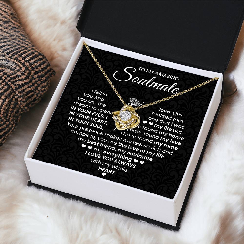 To My Amazing Soulmate Necklace for Women, Girlfriend- My Soulmate Love Knot Necklace Gifts for Her Anniversary Future Wife I Love You Always Girl Friend Necklace with Card & Box