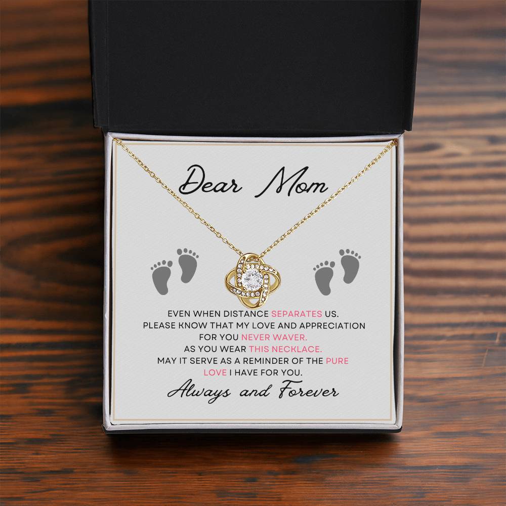 Dear Mom, Always and Forever Message Card Gift Love Knot Necklace From Daughter With Message Card Mother's Day Necklace Gift for Mom, Mother Necklace, Mom Birthday Present From Daughter