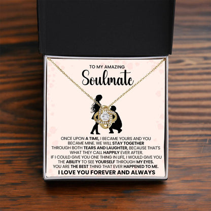 o My Beautiful Soulmate Necklace for Women, Girlfriend- My Soulmate Love Knot Necklace Gifts for Her Anniversary Future Wife You are The Best Happened to Me Girl Friend Necklace with Card & Box