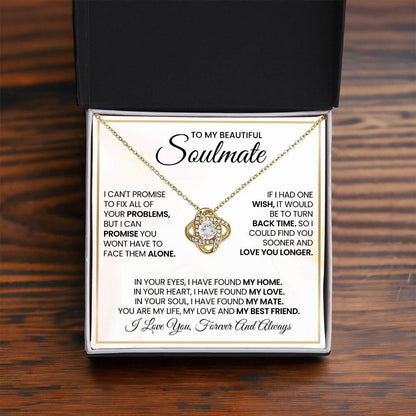 To My Beautiful Soulmate Necklace for Women, Girlfriend- My Soulmate Love Knot Necklace Gifts for Her Anniversary Future Wife My Love My Mate My Bestfriend Girl Friend Necklace with Card & Box