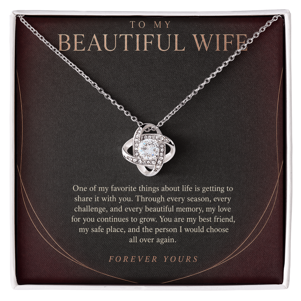 Elegant Love Knot Pendant Necklace with Message Card for Wife — product image 1