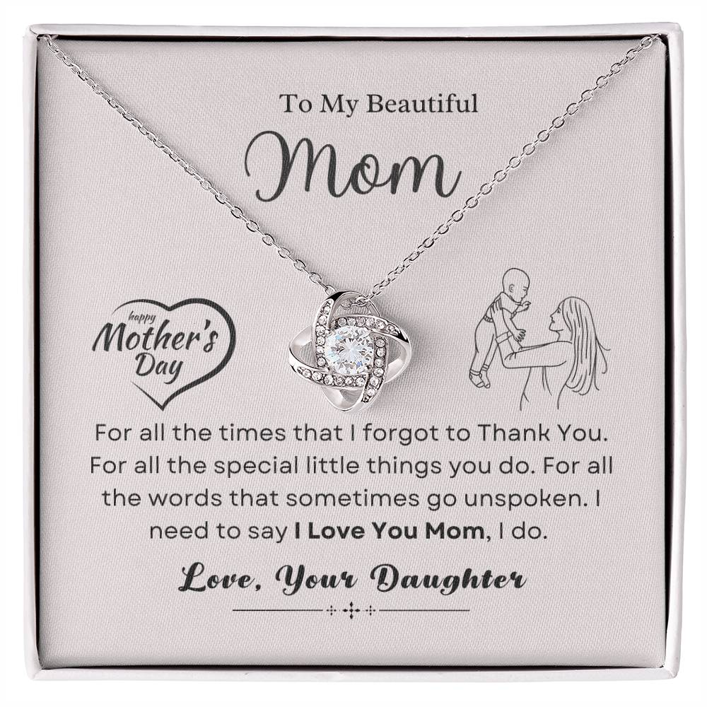 To My Mom Love Knot Necklace – Thank You Gift from Daughter