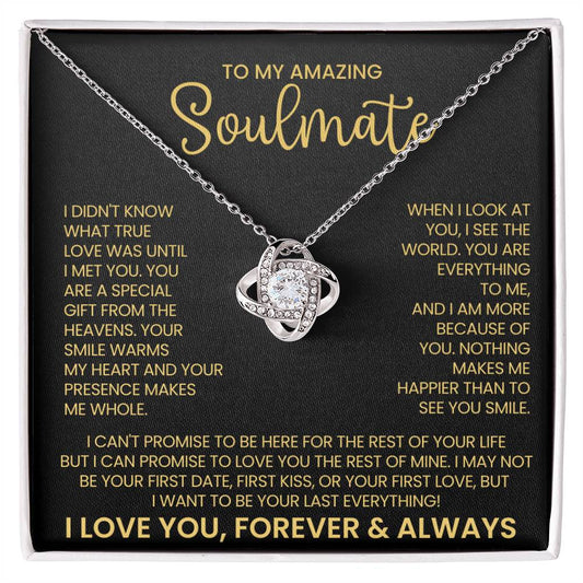 To My Amazing Soulmate Love Knot Necklace – Gift From Heaven