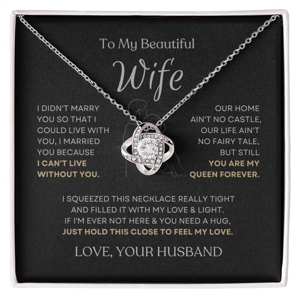 To My Beautiful Wife Love Knot Necklace – I Can't Live Without You — product image 2