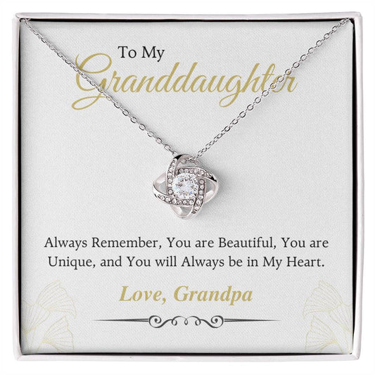 To My Granddaughter Love Knot Necklace – Always in My Heart