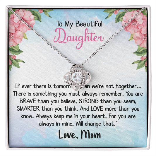 To my Daughter - Love Knot Necklace Gift for Daughter from Dad or Mom 