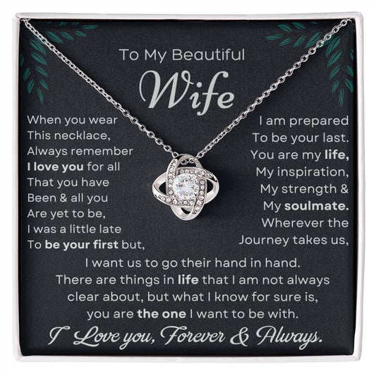 To My Beautiful Wife Love Knot Necklace – Hand in Hand Forever